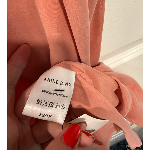 NEW! Anine Bing XS Silky Bay Slip Dress Midi Sexy 90's Style Rose Pink VNeck 0 2 - Picture 6 of 16